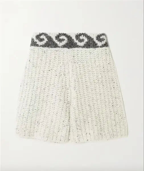 Alanui, шорты Eco Andean Waves Intarsia в рубчик из смесовой шерсти, БЫЛО 280 фунтов стерлингов, ТЕПЕРЬ 56 фунтов стерлингов