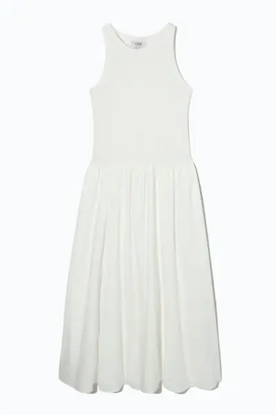 COS, платье миди с контрастными вставками, 69 фунтов стерлингов