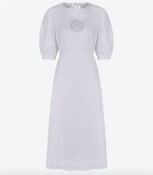 Aligne, платье миди из органического льна Finn Broderie, БЫЛО 110 фунтов стерлингов, ТЕПЕРЬ 55 фунтов стерлингов