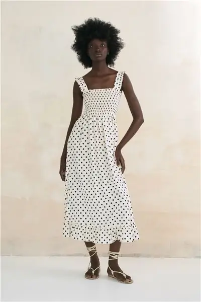 Zara, платье-миди с принтом в горошек, 49,99 фунтов стерлингов Zara, платье-миди с принтом в горошек, 49,99 фунтов стерлингов