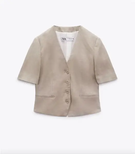 Укороченный льняной блейзер, БЫЛО £49,99 СЕЙЧАС £39,99