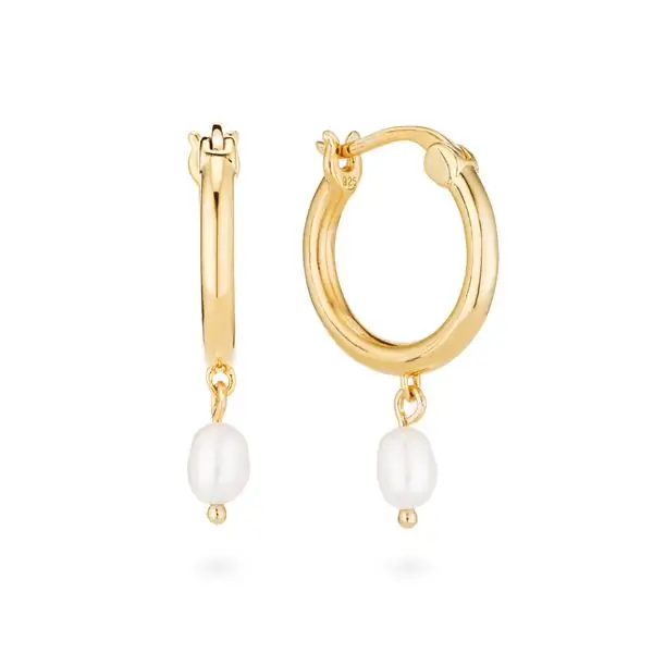 Золотые обручи с мини-пресноводным жемчугом, 59 фунтов стерлингов