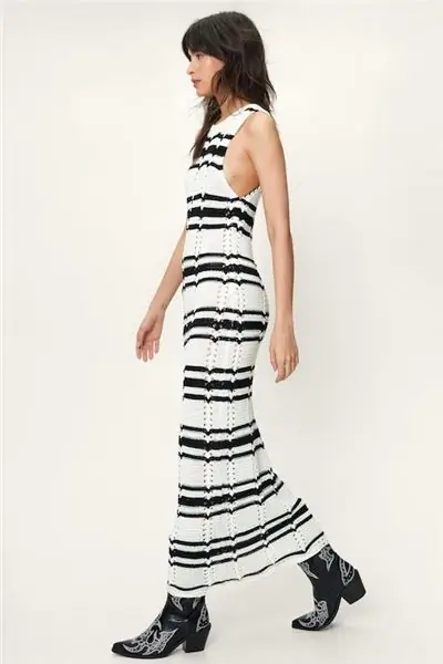 юбилейные платья Nasty Gal, платье-миди в полоску крючком без рукавов, £47,20