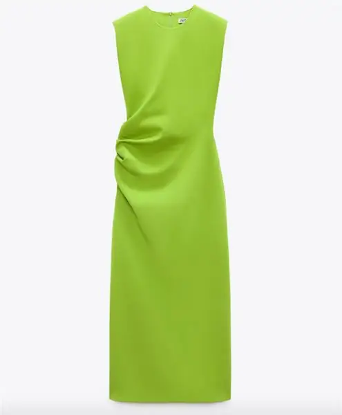 Zara, драпированное платье с подплечниками, £49,99