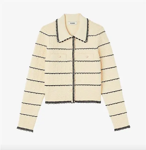 Sandro, Кардиган Infinity Scalloped из стрейч-ткани, БЫЛО 219 фунтов стерлингов СЕЙЧАС 131,40 фунтов стерлингов