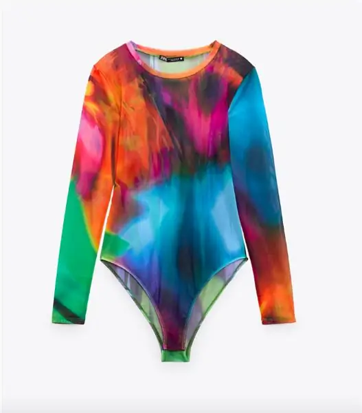 Zara, боди из тюля с принтом Zara, боди из тюля с принтом