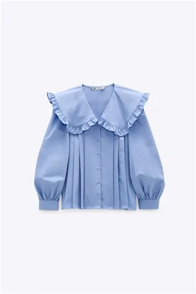 Zara, блузка из поплина с воротником в стиле Питера Пэна, 29,99 фунтов стерлингов Zara, блузка из поплина с воротником в стиле Питера Пэна, 29,99 фунтов стерлингов