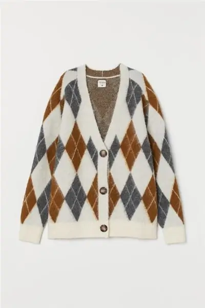 Pringle of Scotland x H&M Conscious, трикотажный кардиган с ромбами, 49,99 фунтов стерлингов