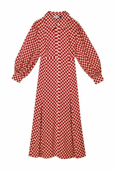 обеденный магазин в среду - Rixo, платье-рубашка Maddison Chilli Checkerboard Maxi, 285 фунтов стерлингов обеденный магазин в среду - Rixo, платье-рубашка Maddison Chilli Checkerboard Maxi, 285 фунтов стерлингов