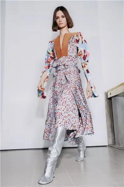 платье миди Victoria Beckham с цветочным принтом