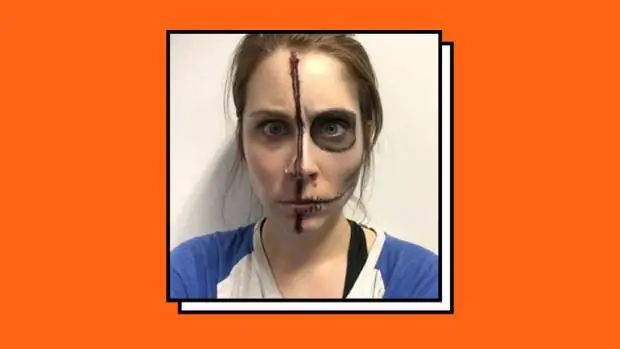 Хэллоуин Учебное пособие по лицу скелета с вещами из вашей косметички