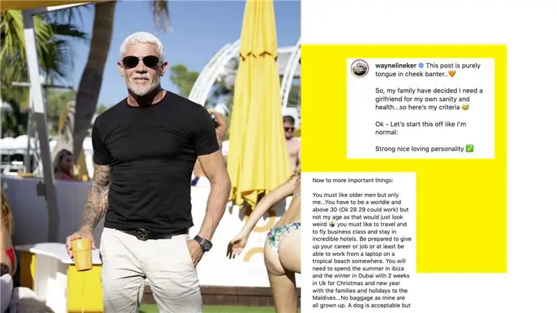После дебюта Уэйна Линекера на Celebs Go Dating, мы пересматриваем его длинный список требований к девушкам
