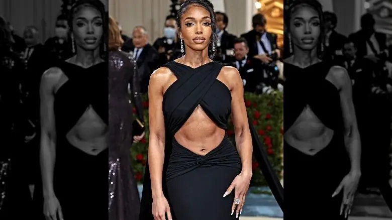 Лори Харви позирует на мероприятии MET Gala Лори Харви позирует на мероприятии MET Gala