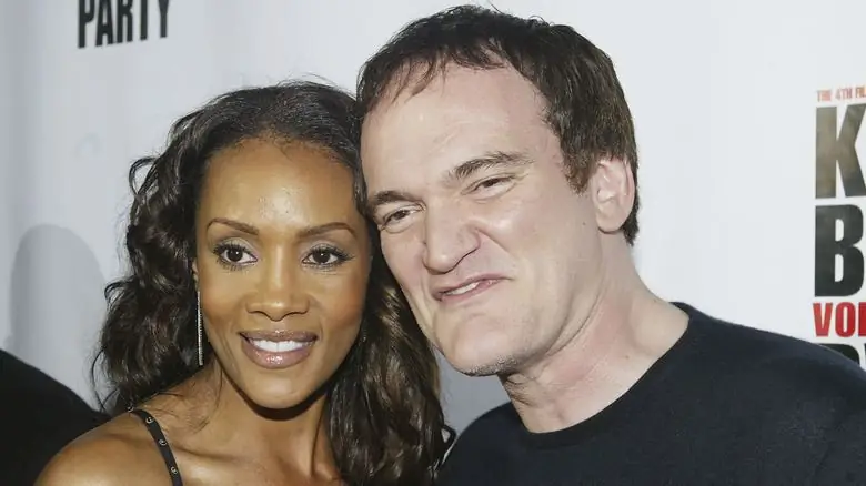 Vivica A Fox Квентин Тарантино улыбается Vivica A Fox Квентин Тарантино улыбается