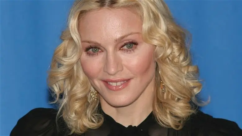 Мадонна перед синей стеной