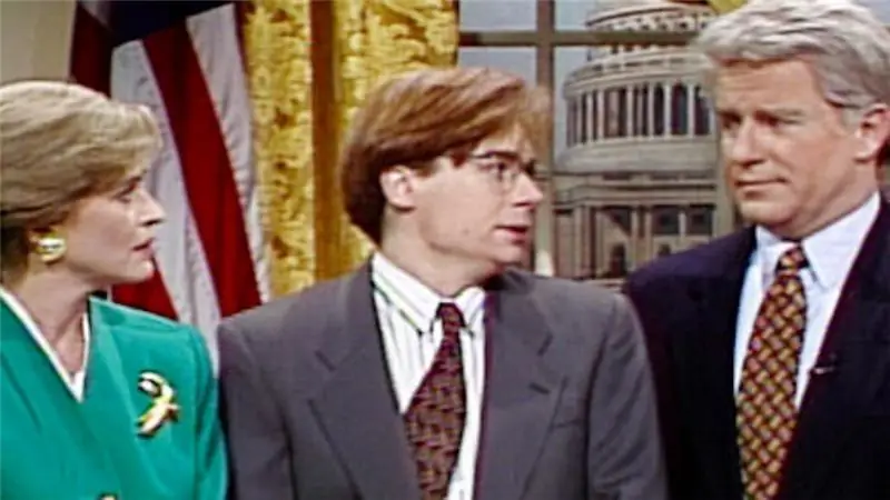 Ян Хукс, Майк Майерс и Фил Хартман на SNL