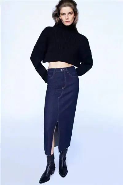 Джинсовая юбка Zara, которую все зрелые женщины будут носить с ковбойскими сапогами Джинсовая юбка Zara, которую все зрелые женщины будут носить с ковбойскими сапогами