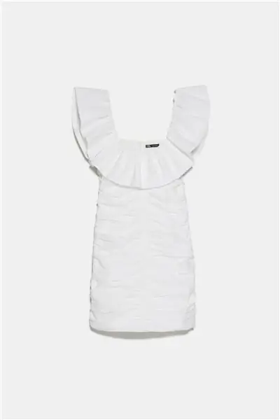 белое платье Zara с драпировкой и оборками