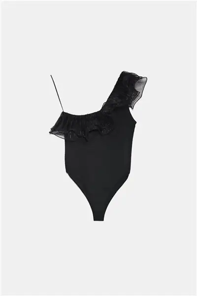 черное боди Zara с оборками