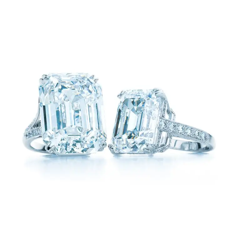 Помолвочное кольцо Tiffany с изумрудной огранкой, помолвочное кольцо с огранкой пепельного цвета Помолвочное кольцо Tiffany с изумрудной огранкой, помолвочное кольцо с огранкой пепельного цвета