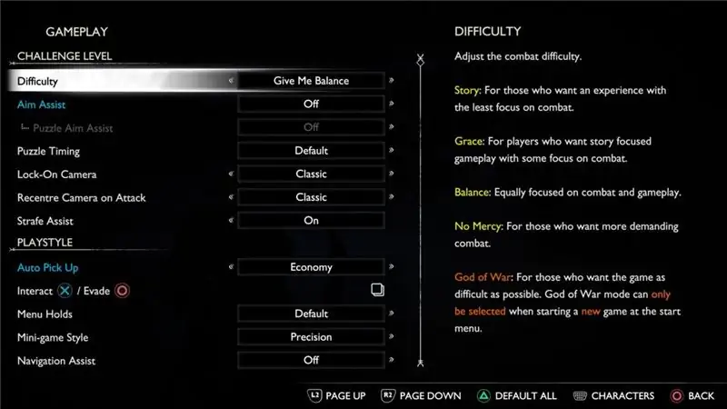 God of War Ragnarok: Как изменить сложность